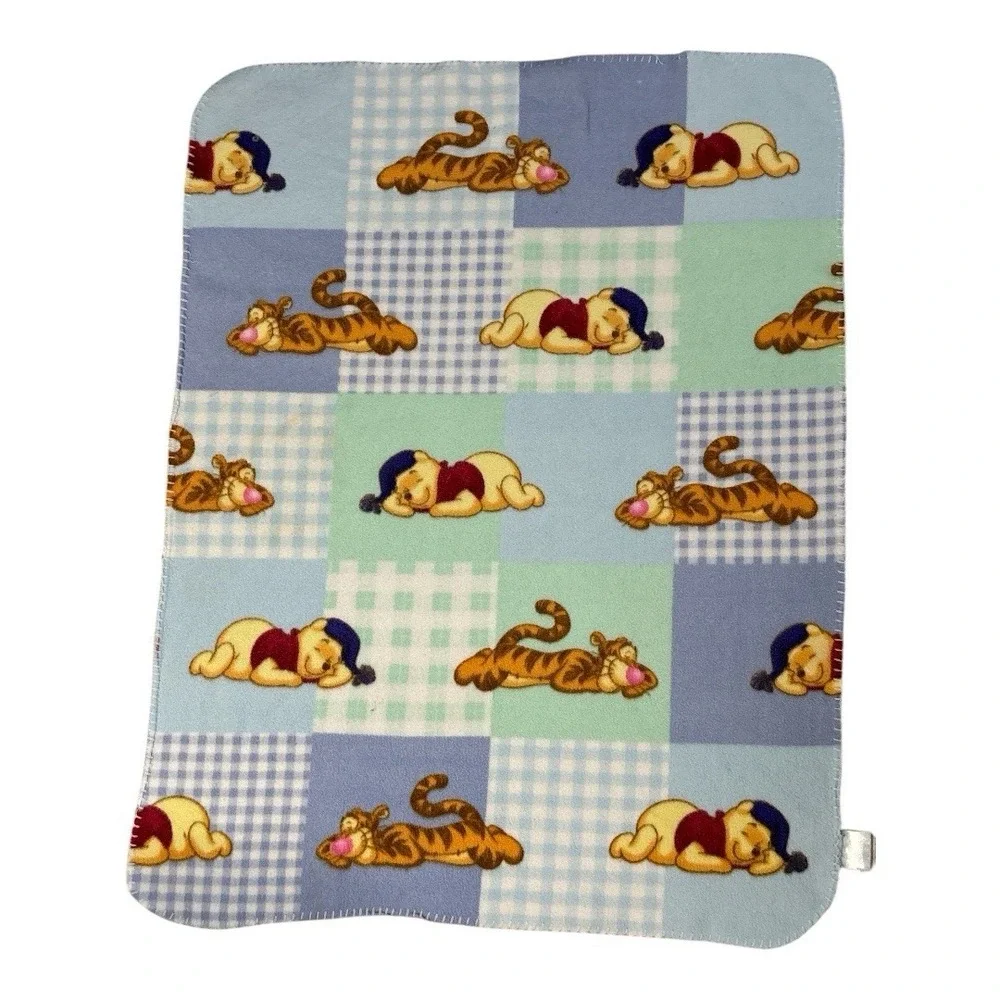 Winnie The Pooh Fleece Baby Blanket Blue Sleepytime‎ Pooh And Tigger